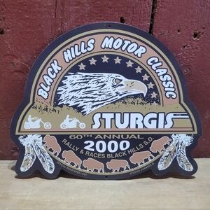 RARE 2000 Sturgis Rally Collectible Sign - 60th Annual Die Cut Man Cave / Garage